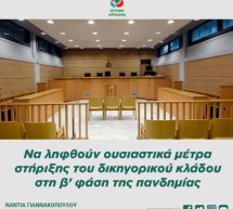ΕΡΩΤΗΣΗ 2838: «Να ληφθούν ουσιαστικά μέτρα στήριξης του δικηγορικού κλάδου στη β’ φάση της πανδημίας»